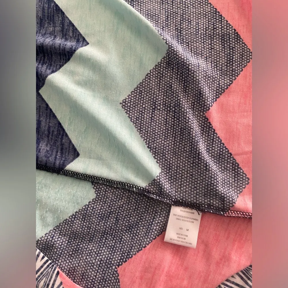 Trixxi Womens Strapless Maxi Dress Blue Green Casual Chevron Print Size Medium - Image 9