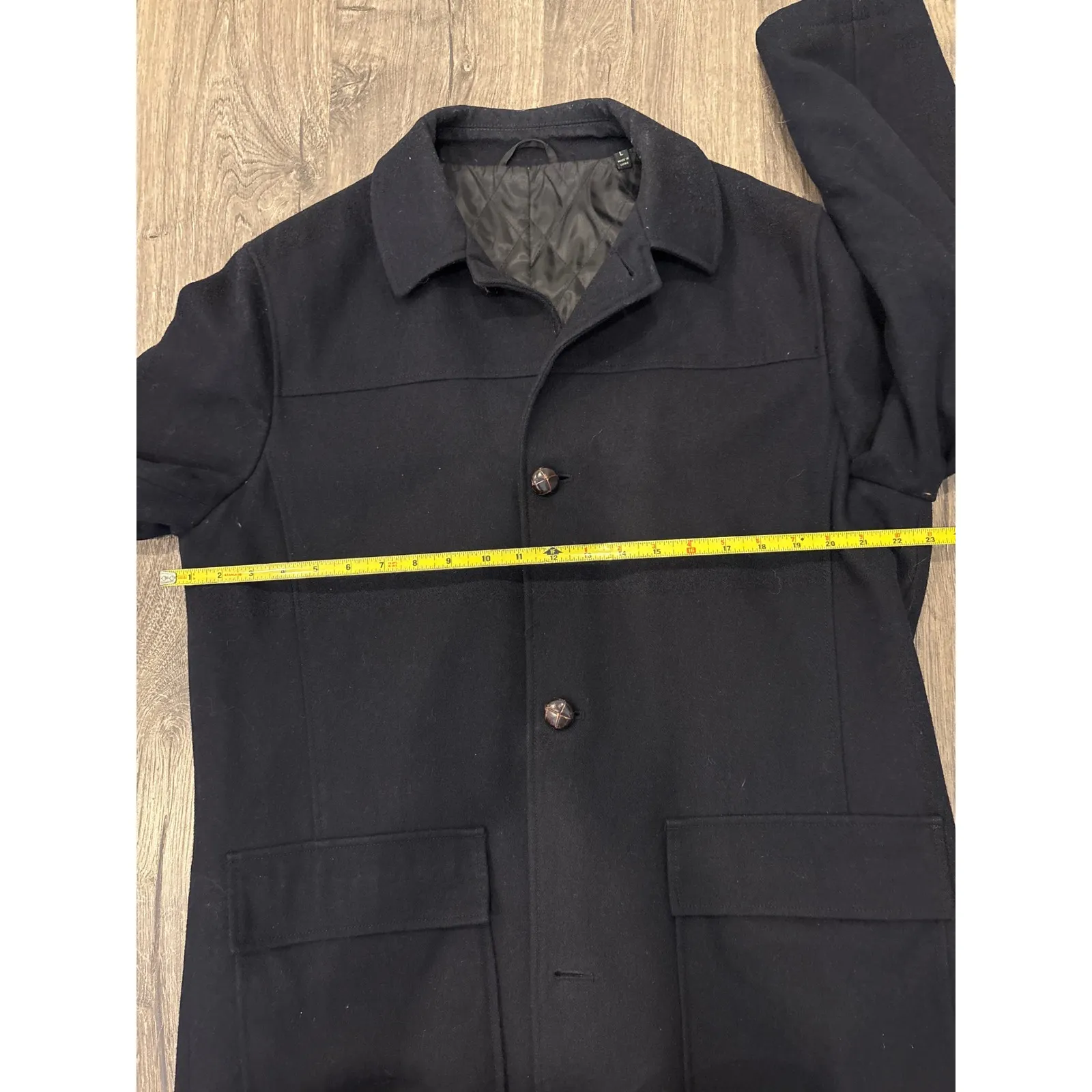 LRN RALPH LAUREN Women Wool Blend Black Peacoat Jacket Size Large - Image 4