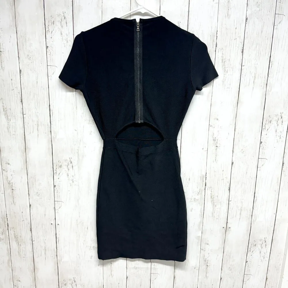 BCBGMAXAZRIA Dress Women Size Small Black Beaded Kaylen Beaded Bodycon Mini - Image 4