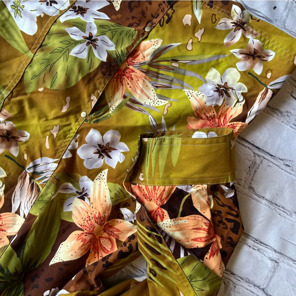 Allison Daley 22W Tropical Shacket Jacket Jungle Print Button Down Shirt Vtg Y2k - Image 8