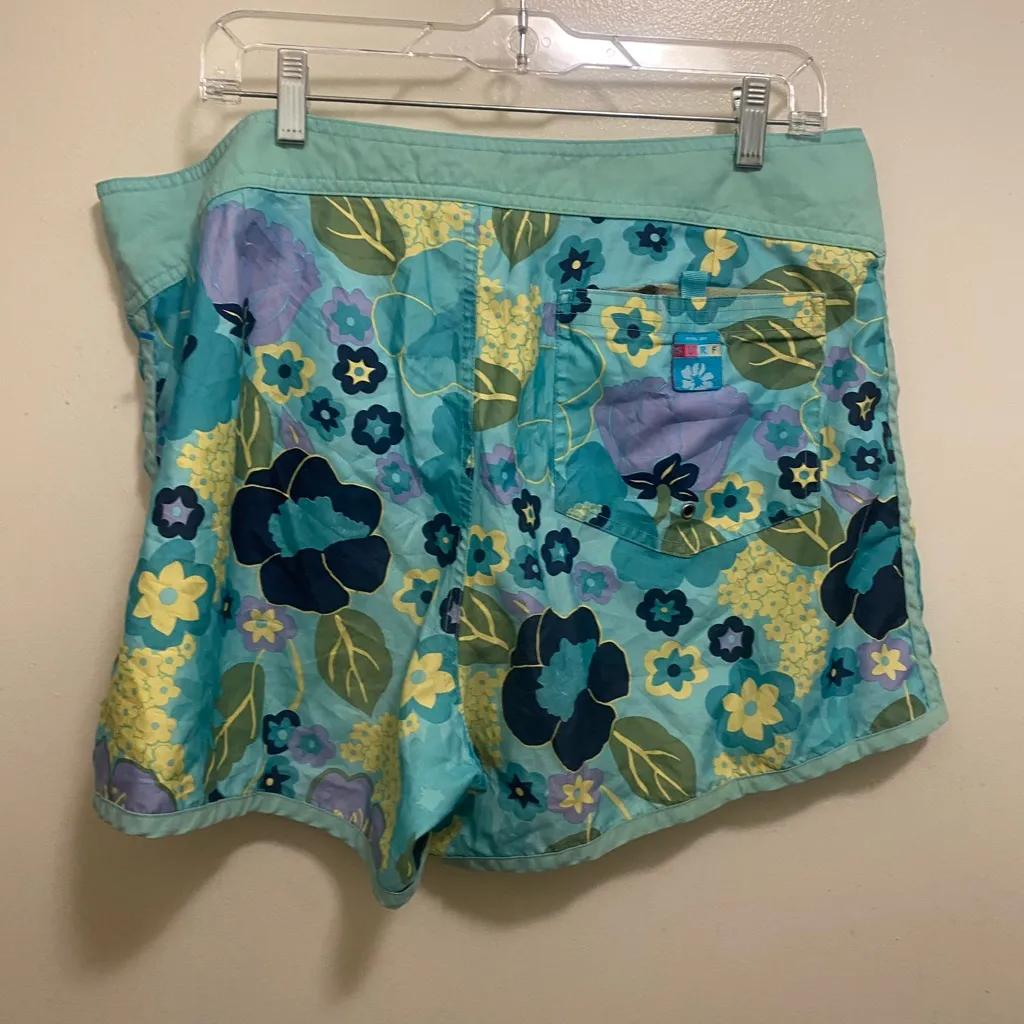 Old Navy Womens Floral Swim Board Shorts Size 18 Waist 36” Blue Yellow Print - Image 4