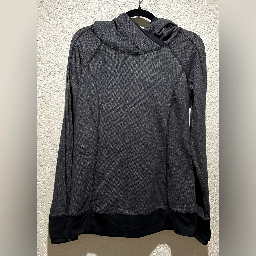 Lululemon Think Fast Hoodie Heathered Herringbone Black Size 10 - Image 9