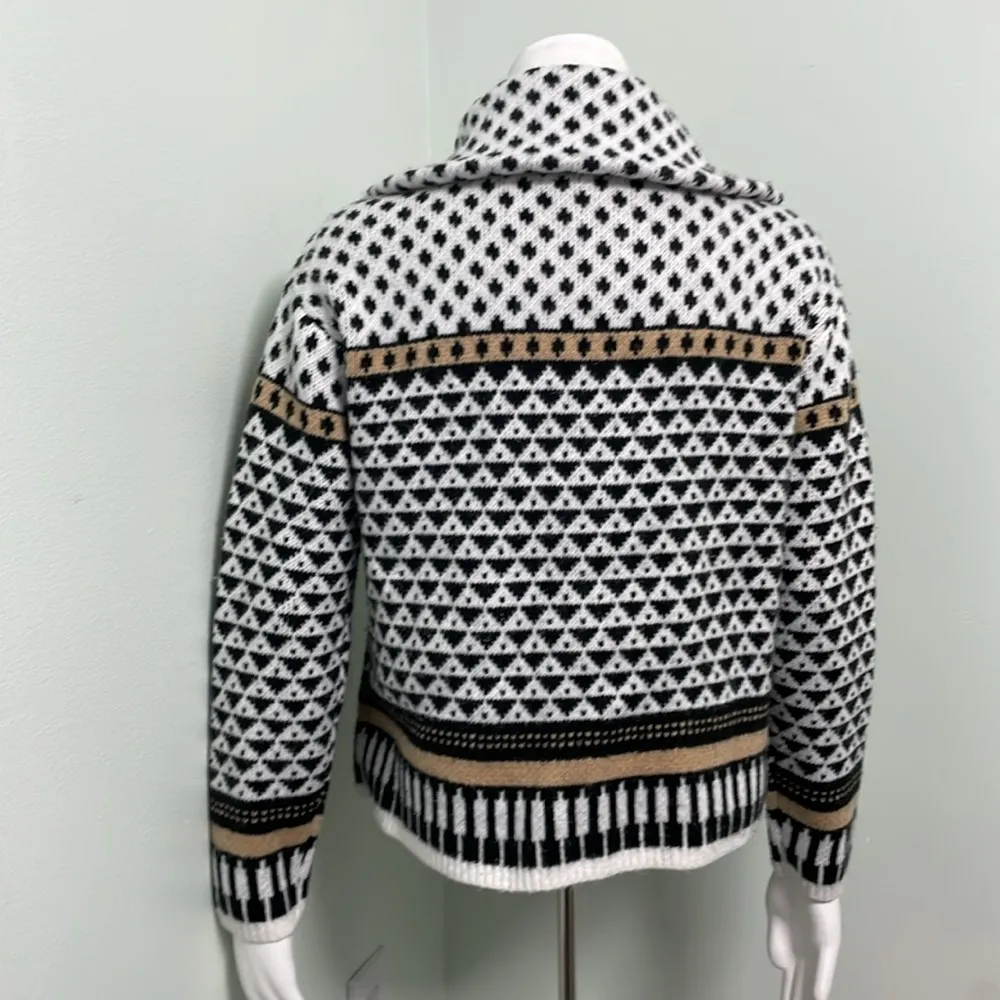 Ann Taylor white fair isle sweater jacket small - Image 8