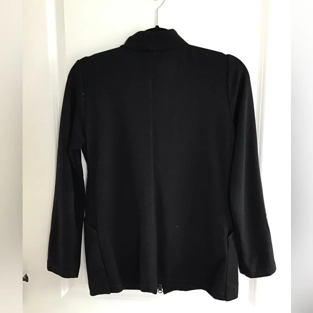 Eileen Fisher Women S Black Viscose Nylon Spandex Double Zip Jacket Top Stretch - Image 4