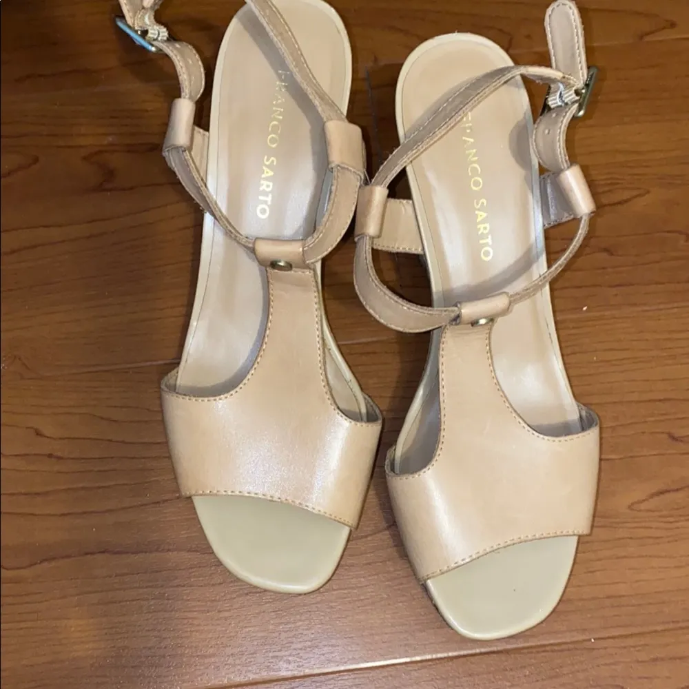 Franco Sarto Leather Espadrille Wedge Sandals - Image 3