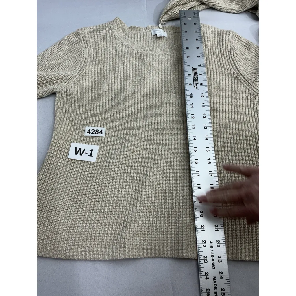 Womans Charter Club Petite Sweater & Scarf PM Gold Sparkly Long Sleeve Pullover - Image 7