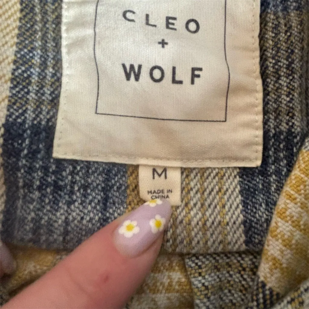 Cleo + Wolf Shacket Womens M Plaid Flannel Snap Front Denim Yoke Western - Image 5