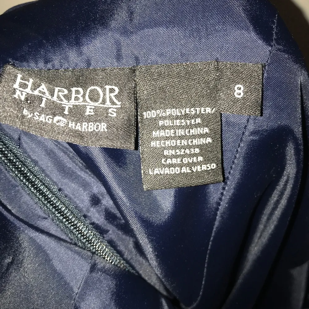 Harbor Nights by Sag Harbor Dress Navy Formal Long Dress w/ Draped Back Sz 8 NWT - Image 8