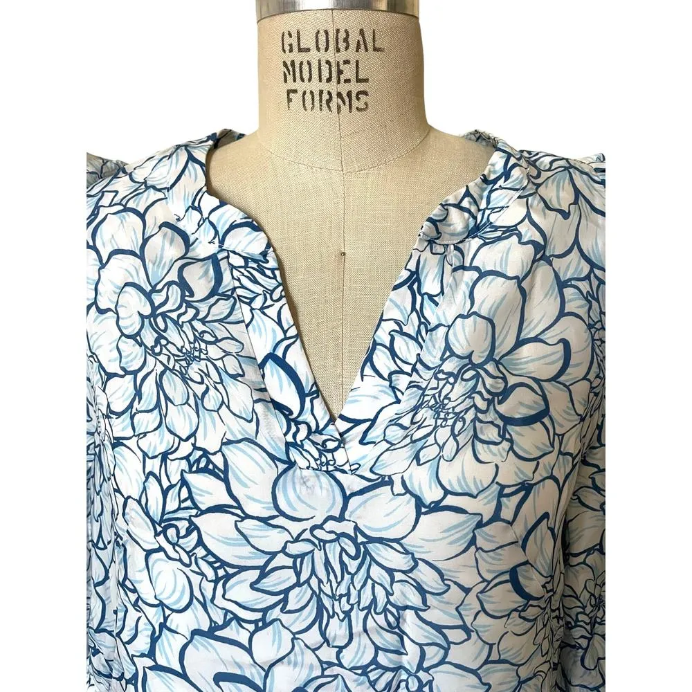 Cartolina Nantucket Isabella Floral Print Short Dress in Blue & White Size Small - Image 2