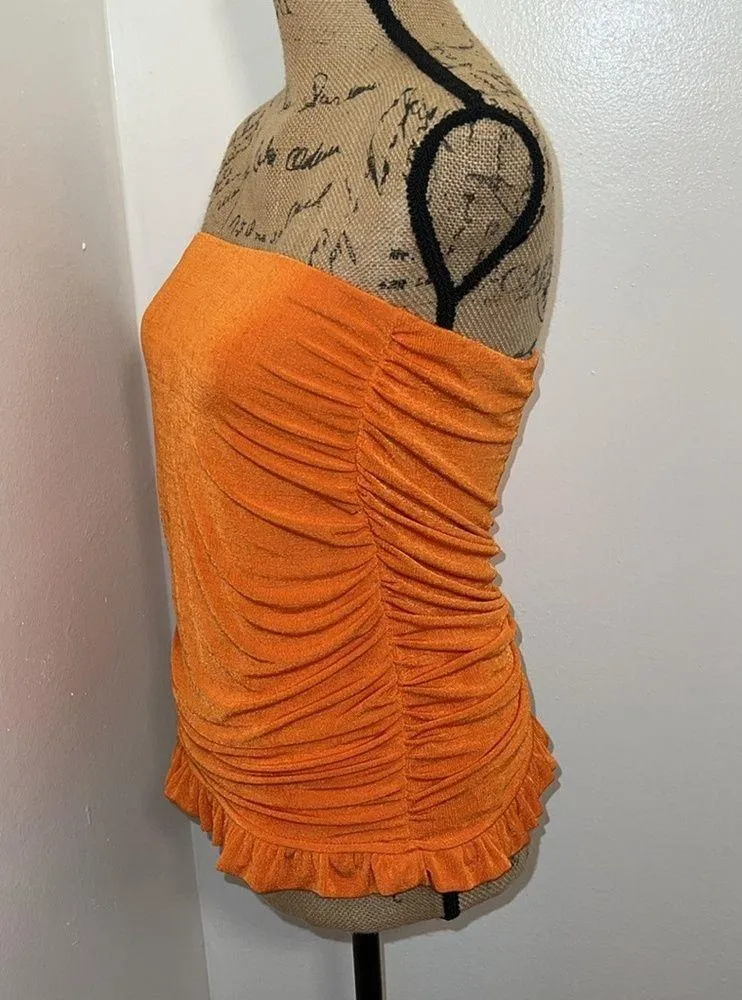 SHEIN Orange Scrunch Tube Top - Image 4