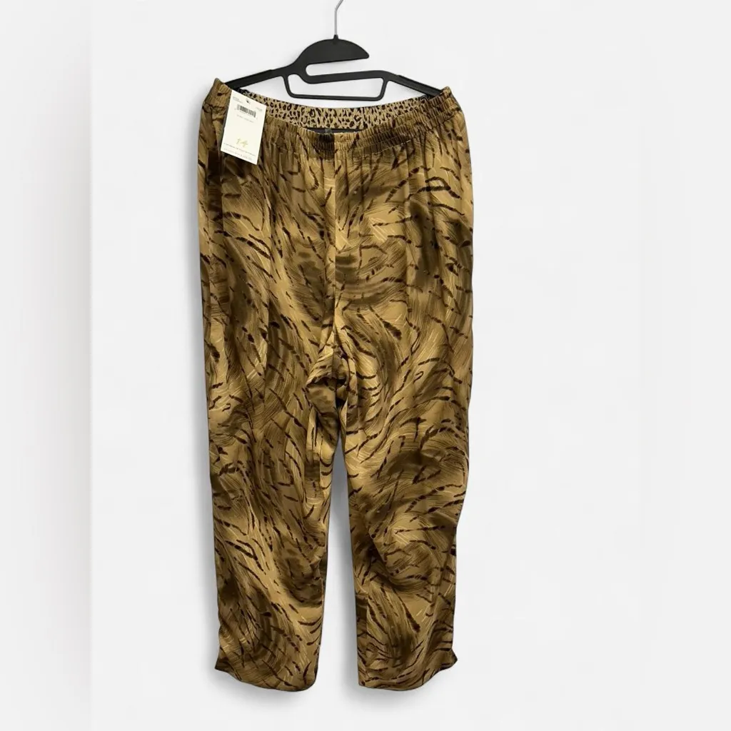 Dana B and Karen Tan Animal Print Silk Reversible Palazzo Pants Brown Size 14 - Image 2