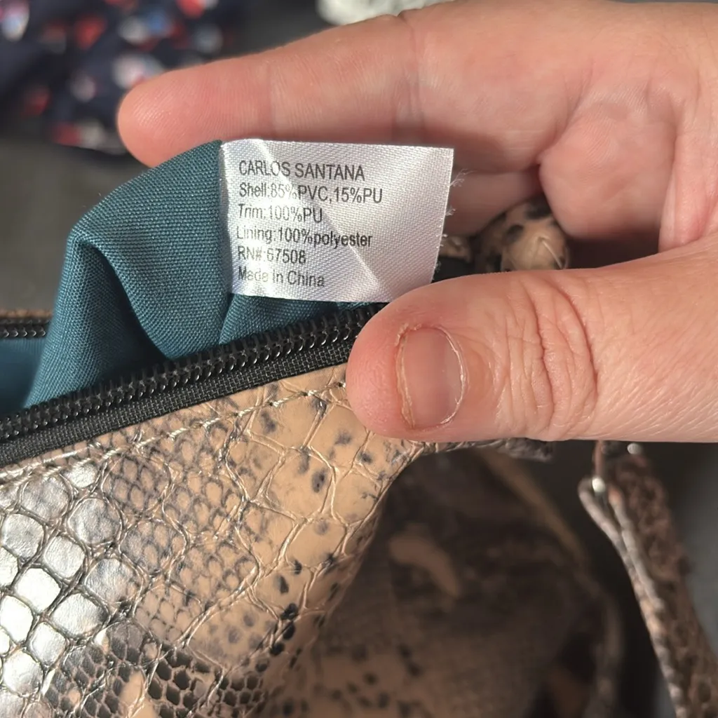 Snakeskin Crossbody Bag & Wristlet Set Carlos Santana Faux Leather Black - Image 13