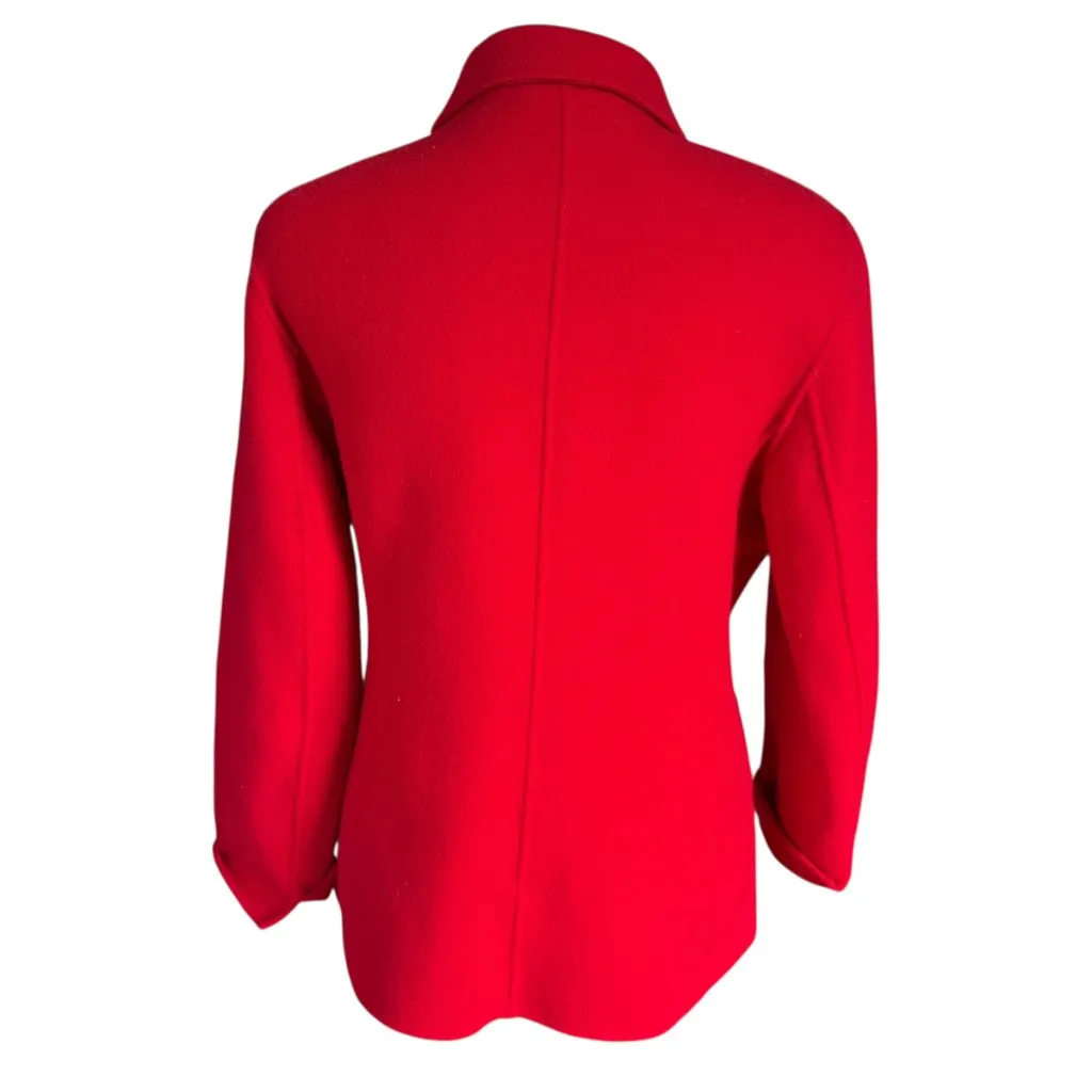 Talbots Petites red long sleeve collared button down wool blazer jacket PS - Image 4