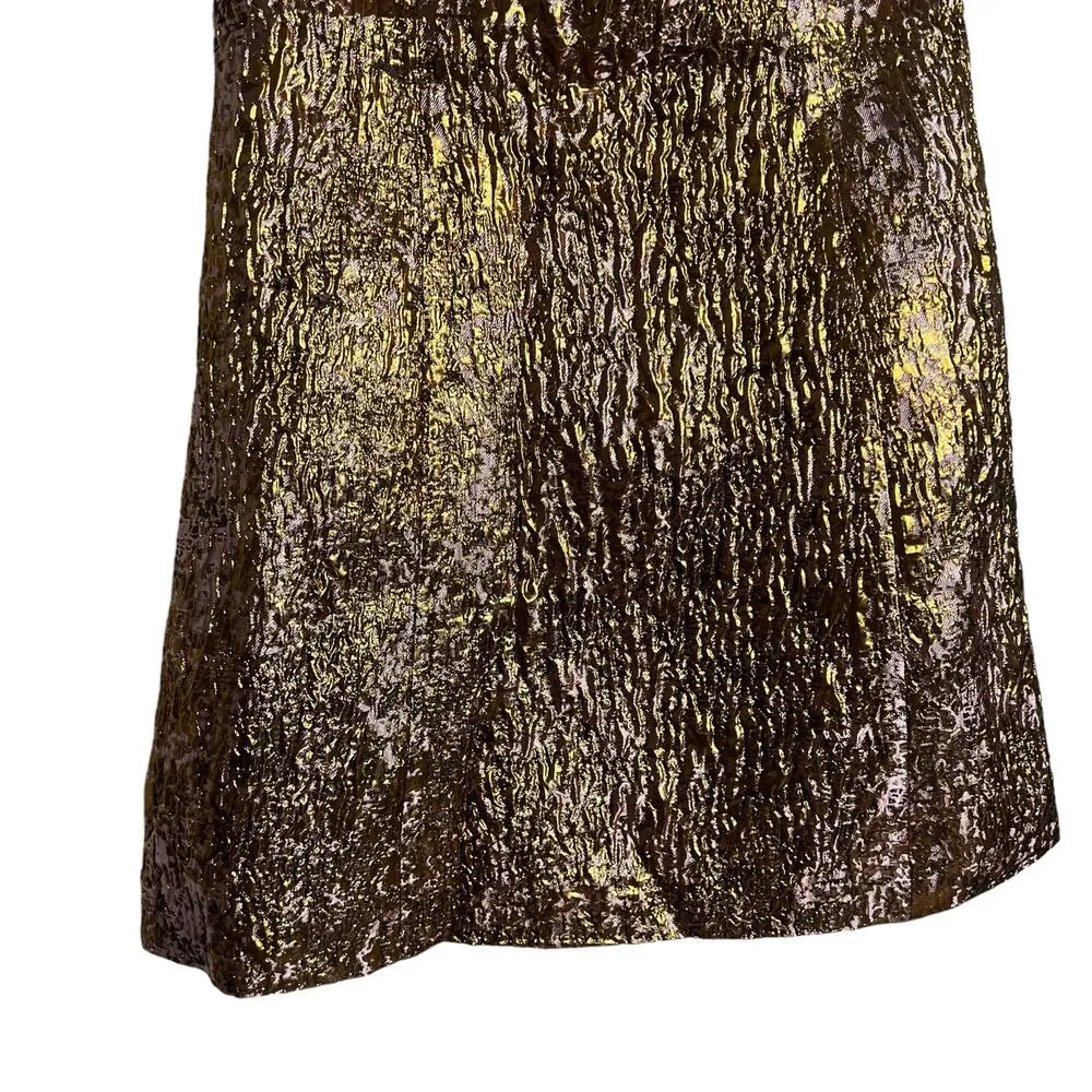Aidan Mattox Metallic Copper Jacquard Dress Off The Shoulder Mini Size 10 - Image 7