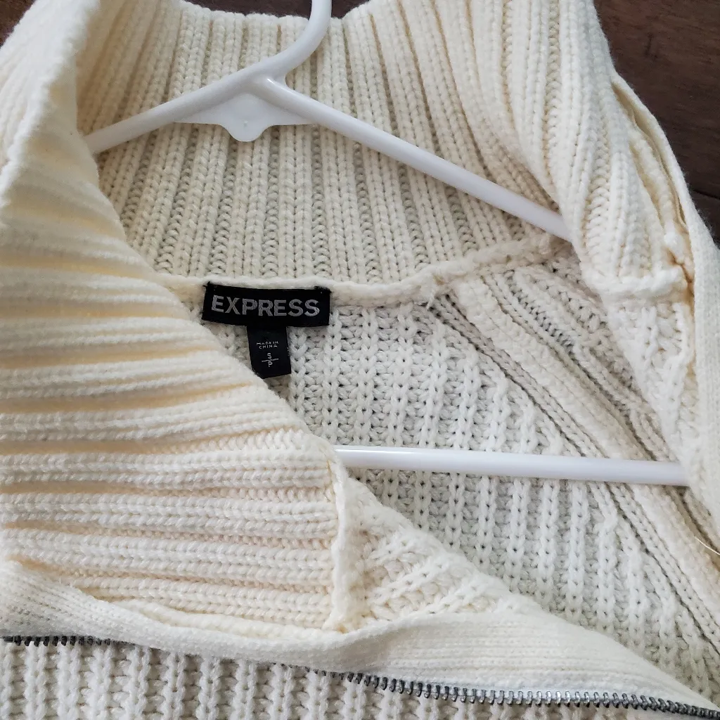 Cream asymmetrical thick sweater from express size small oversized fit w… - Image 4