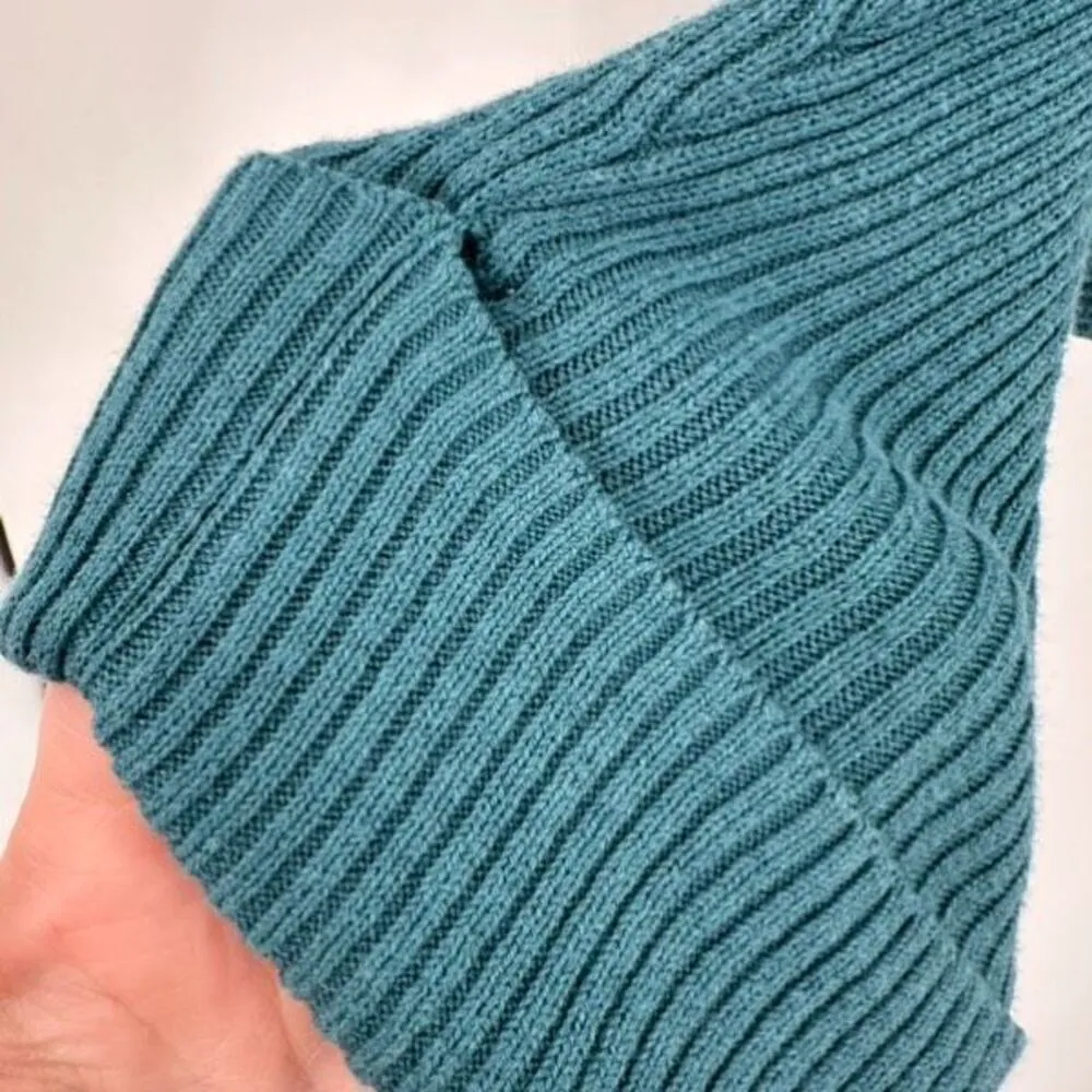 Logo Lori Goldstein Women's Ribbed Stitch Cloudia Sweater Teal Large Mock‎ Neck - Image 13