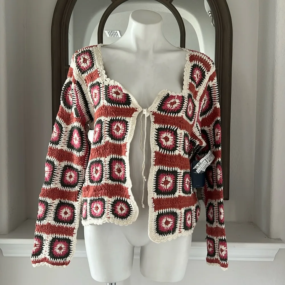 Geo Crochet Cardigan Size L New w/Tag $149 - Image 5