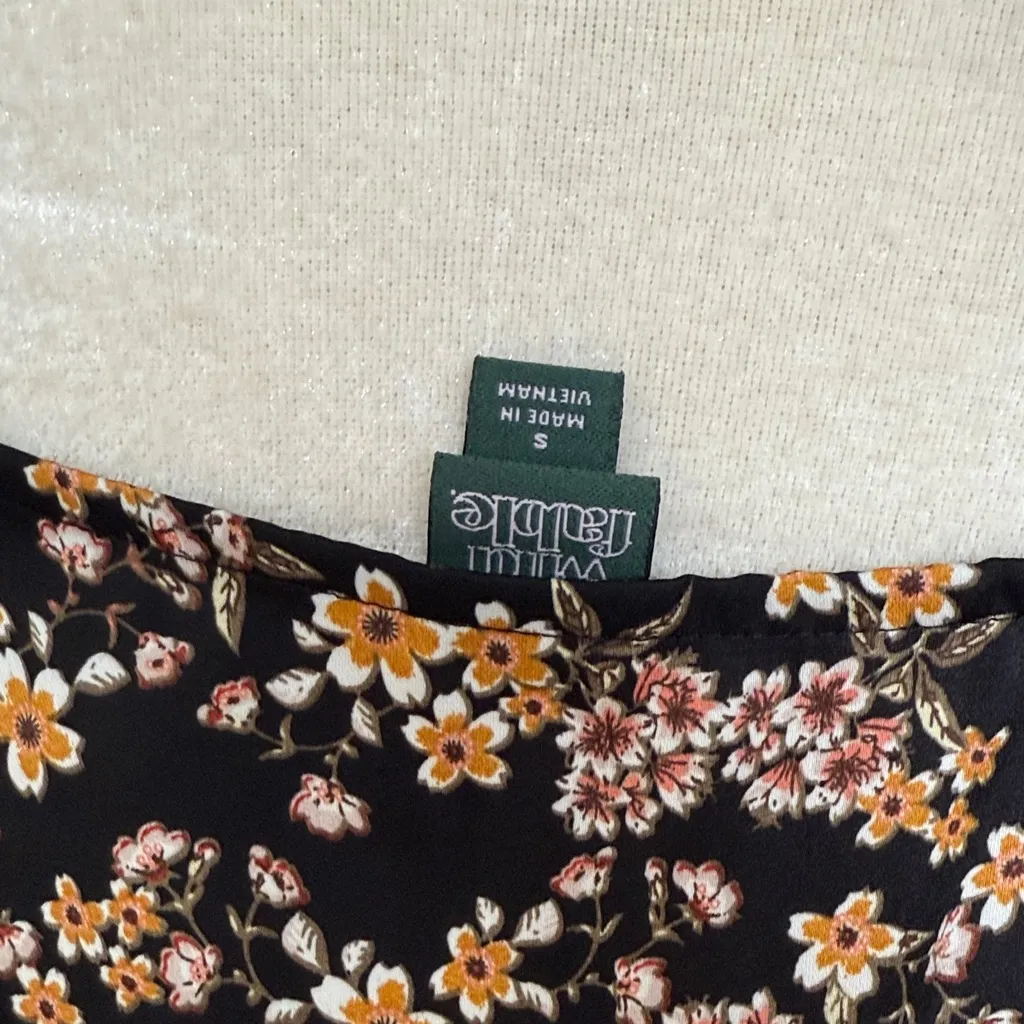 Wild Fable Floral Lace Trim Cami Top - Black and Orange - Image 6