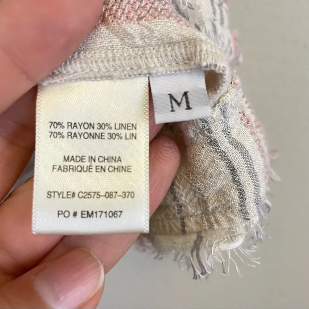 Cloth & Stone Back Button Up Linen Blend Striped Tank Size M - Image 5