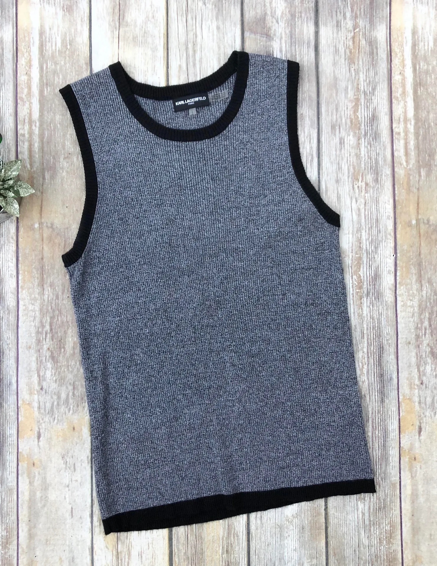 Gray Crew Neck Ribbed Sweater Vest - Image 3
