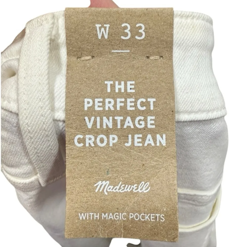 NWT Madewell The Perfect Vintage Jean Tile White Raw Hem‎ Size 33 - Image 6