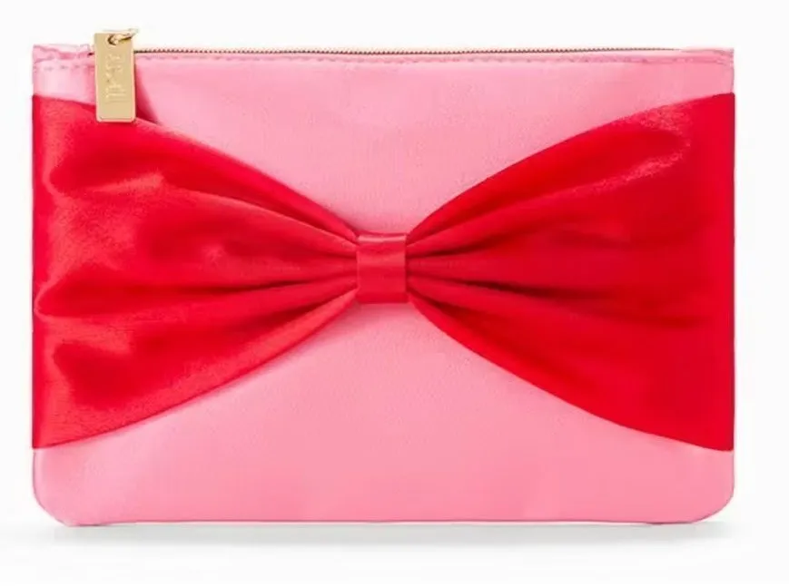 Brand New Ipsy Elegant Pink Bow Clutch Cosmetics Makeup Bag - Image 1