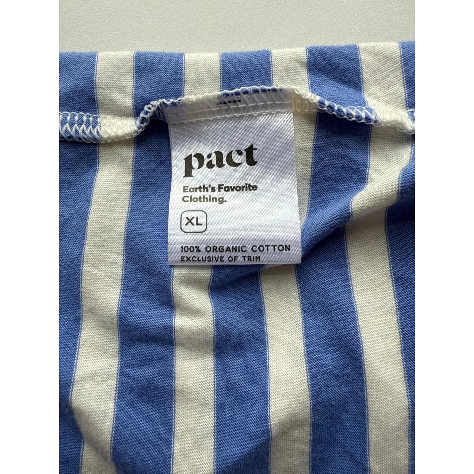 Pact Women’s 100% Organic Cotton Blue & White Striped Midi Dress Size XL X - Image 5