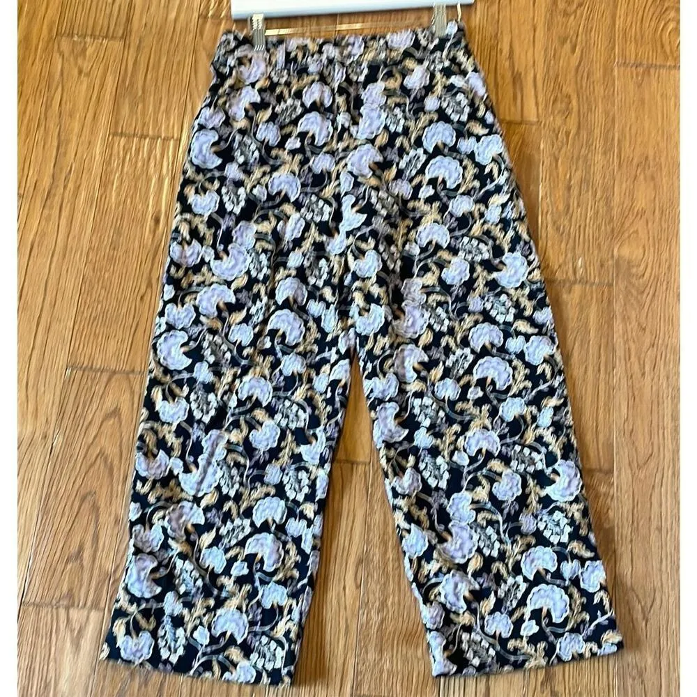 Garnet Hill purple floral corduroy wide leg pant size 4 - Image 15