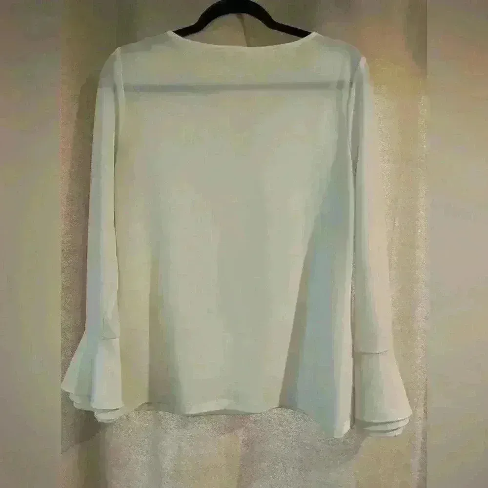 Women’s White Long Sleeve Calvin Klein Blouse - Image 4