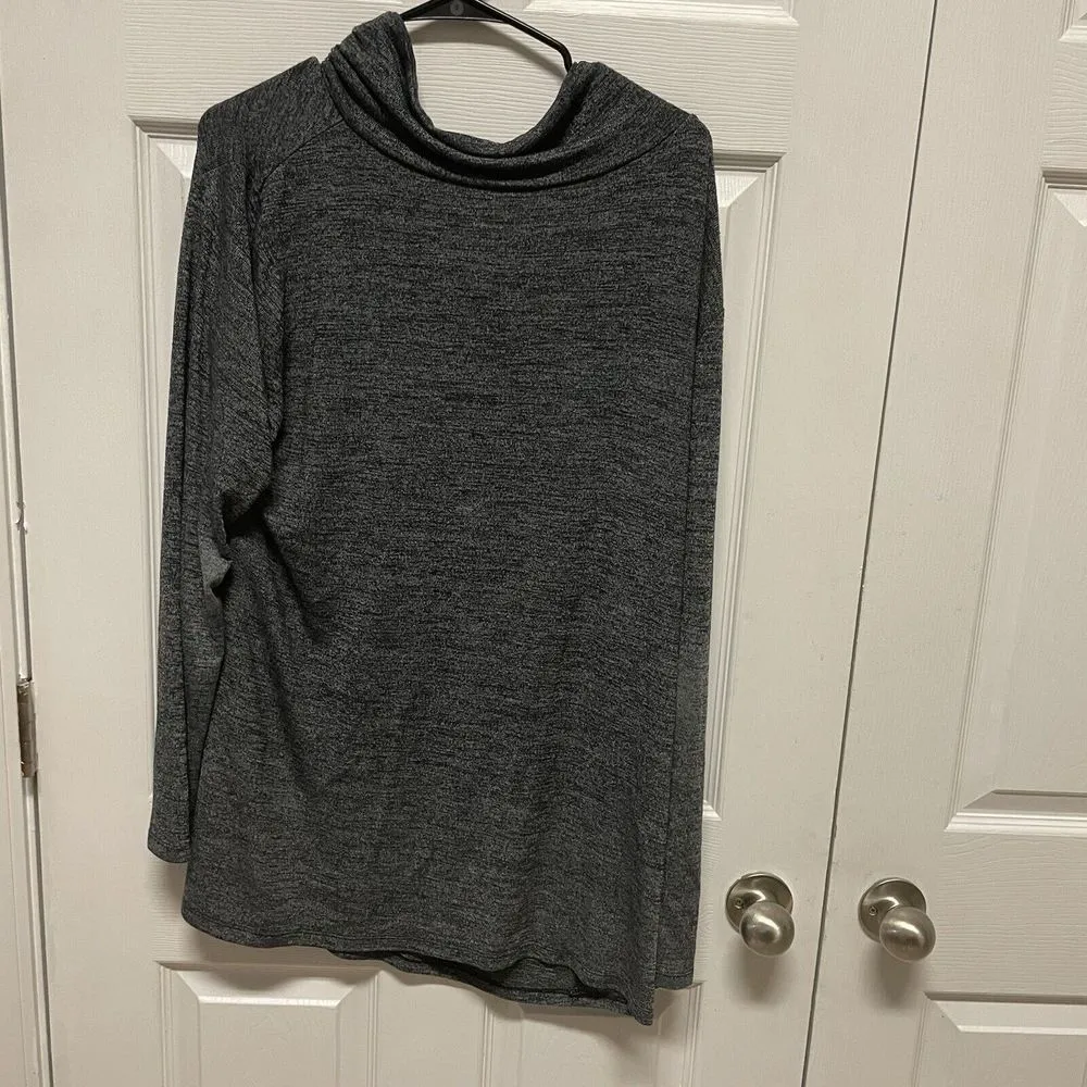 Gray 1/3 zip up‎ long sleeve tight light knit sweater women's size 2XL WS2 - Image 6