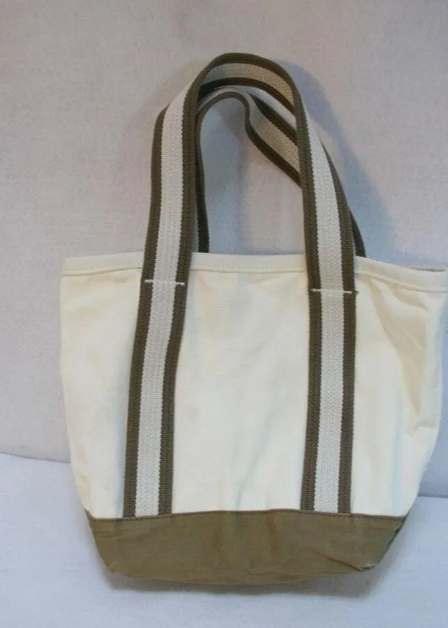 Cream Tan Brown Embroidered Canvas Sm/Med Tote Bag Purse Straps - Image 2