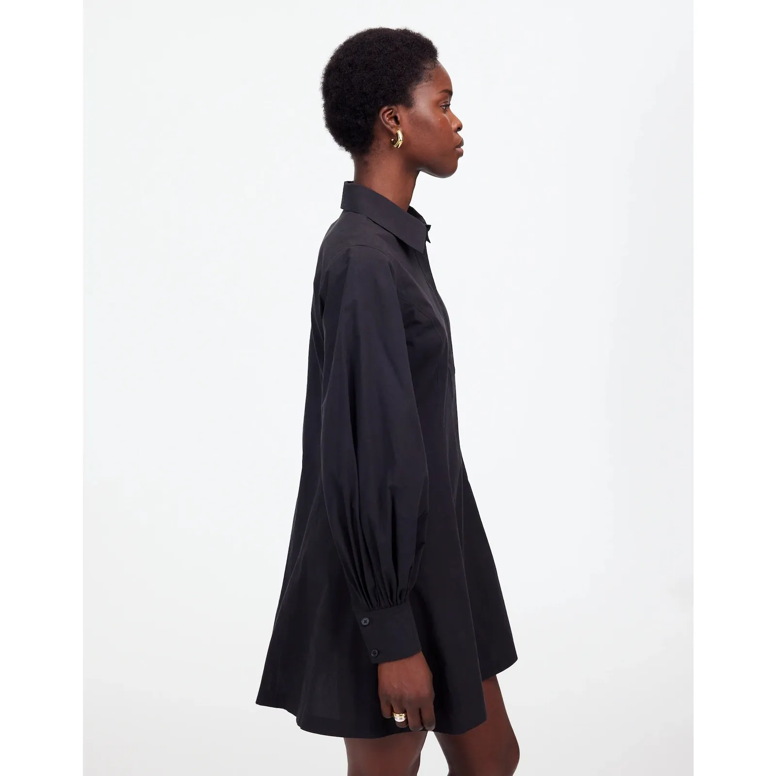 Madewell Seamed Long Sleeve Mini Shirtdress Poplin Black Size 0 NWT Minimalist - Image 3