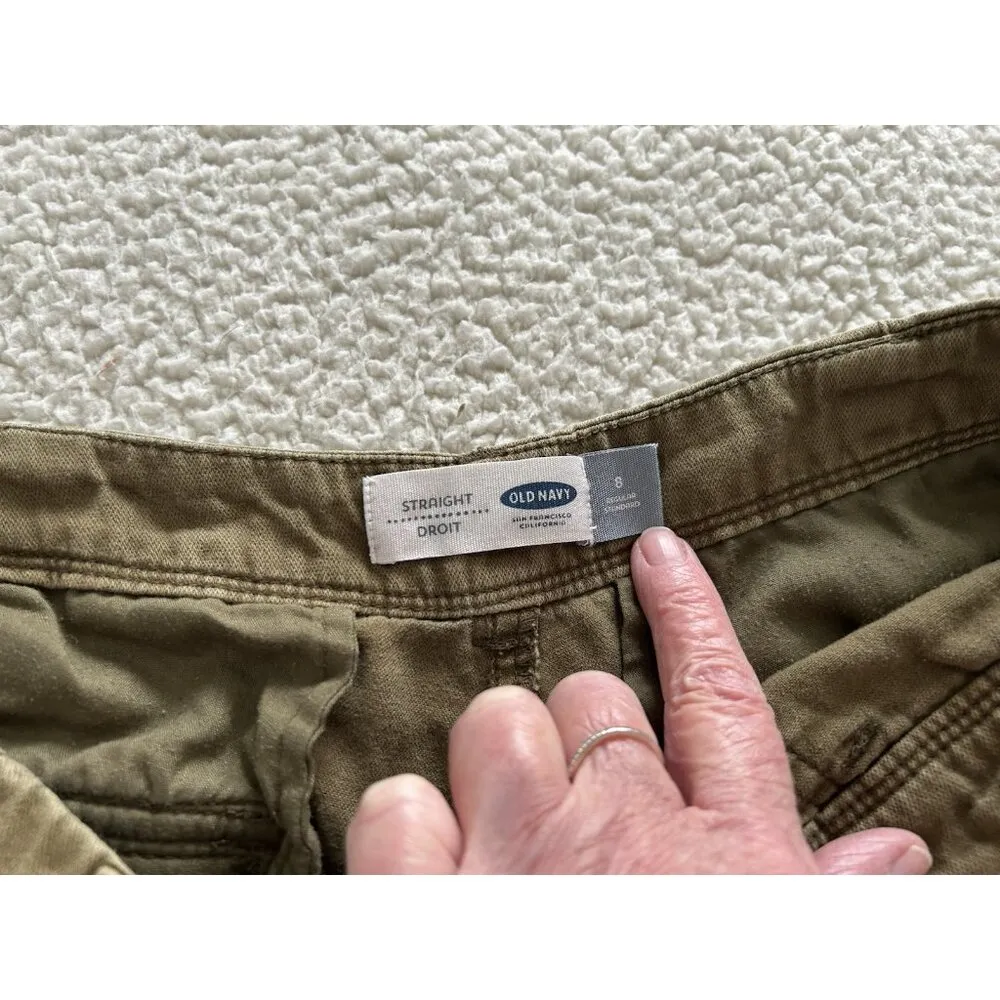 Old Navy Heritage Straight/Droit Women's Crop Pants Olive Green Size 8 - Image 5