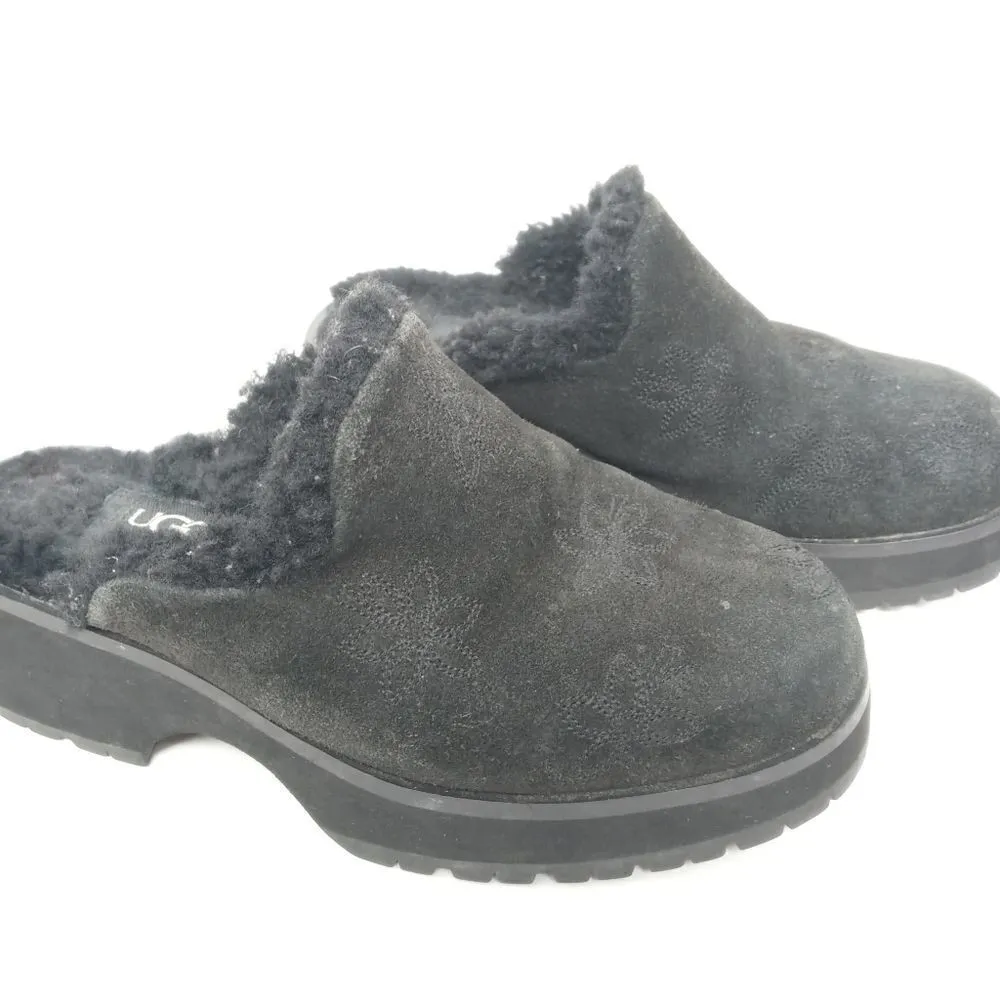 Ugg black suede mules with sherpa linings size 6 - Image 11