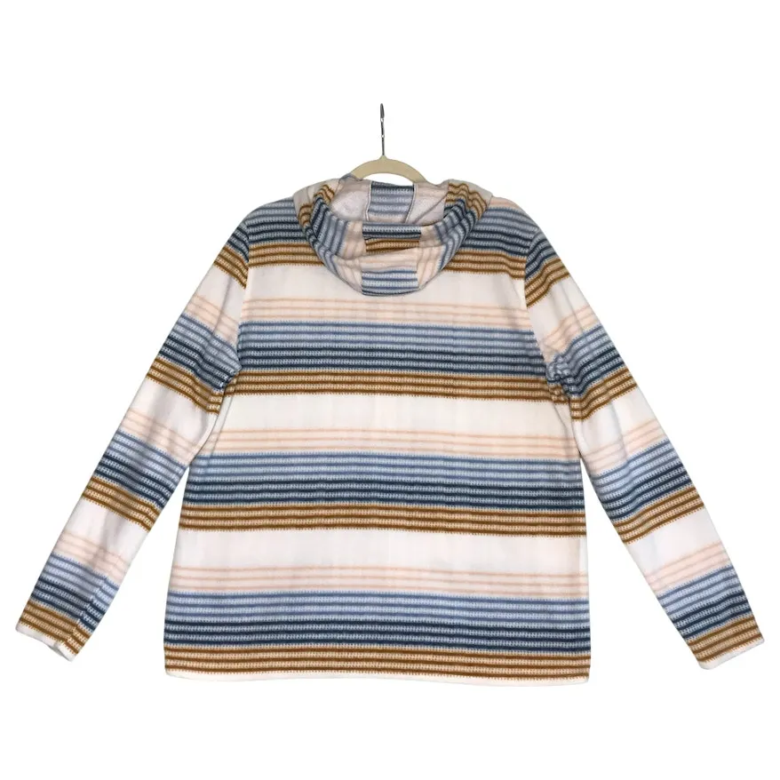 O'NEILL Half Zip Fleece Polar Hoodie Pullover Women L Striped Everyday Comfort - Image 5