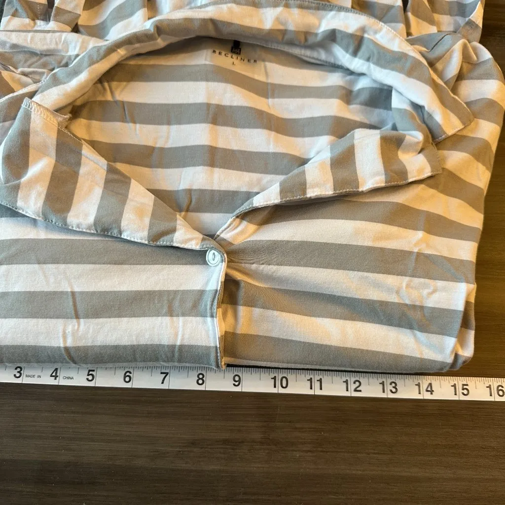 Recliner NYC Womens Pajama Shirt Dress Twilight Stripe Long Sleeve Size Large Gray - Image 8