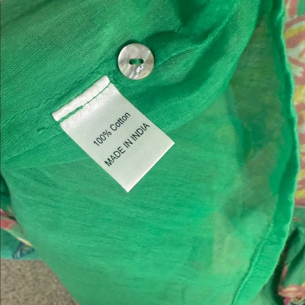 BANJANAN Eliza In Rose Garden Island Green Print Maxi Dress Small - Image 8