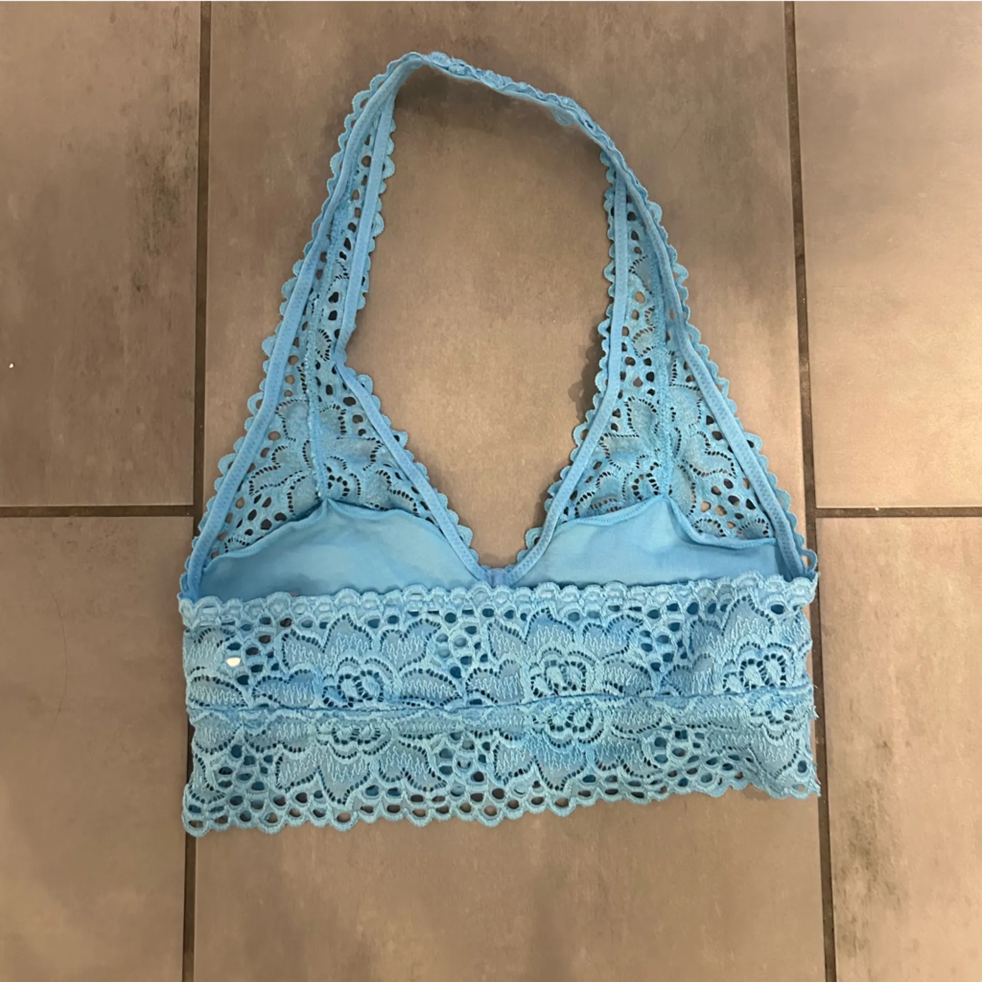 Aerie Blue Lace Halterneck Bralette - Image 3