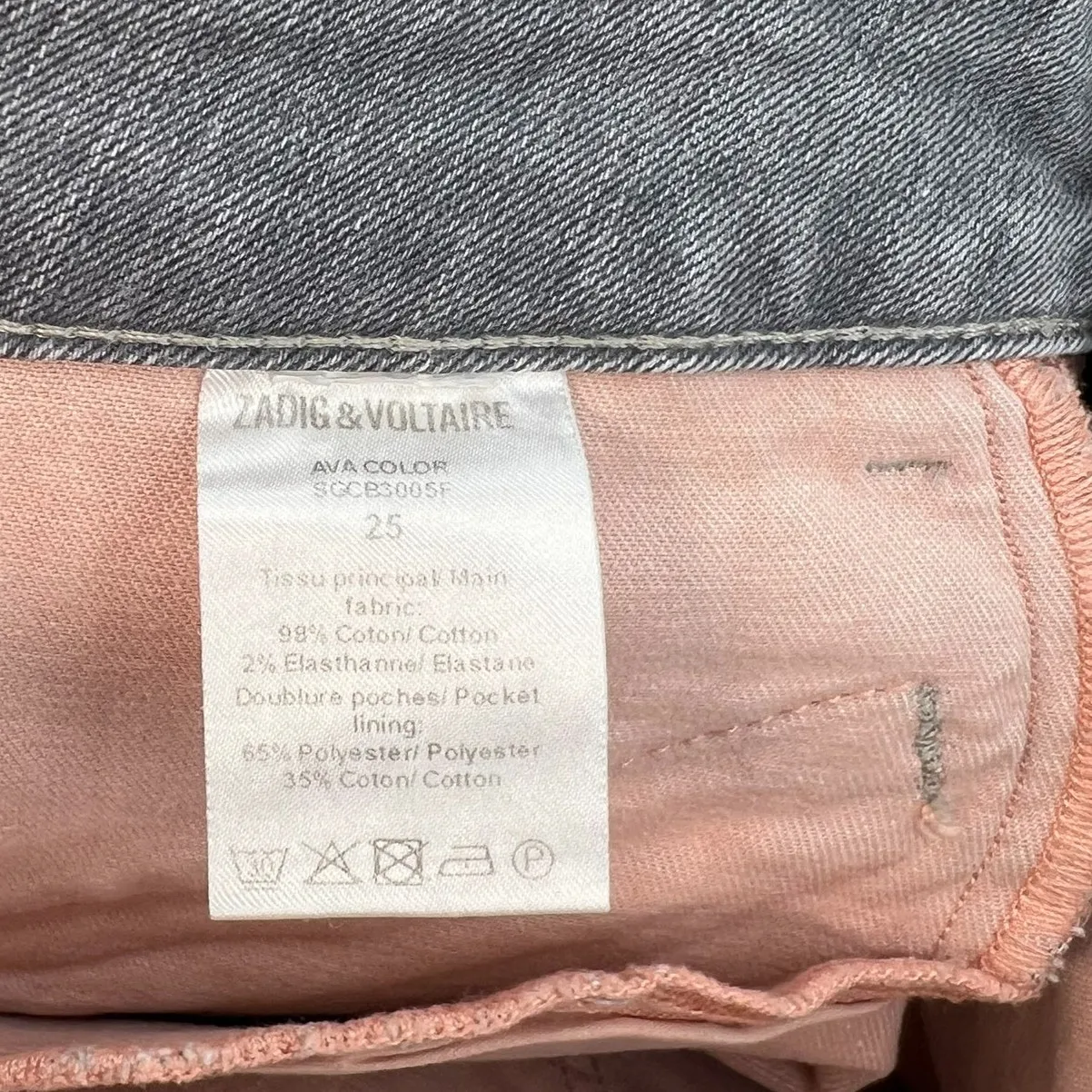 Zadig & Voltaire Ava Color Jeans Cropped Denim Zip Pockets Gray Size 25 - Image 14