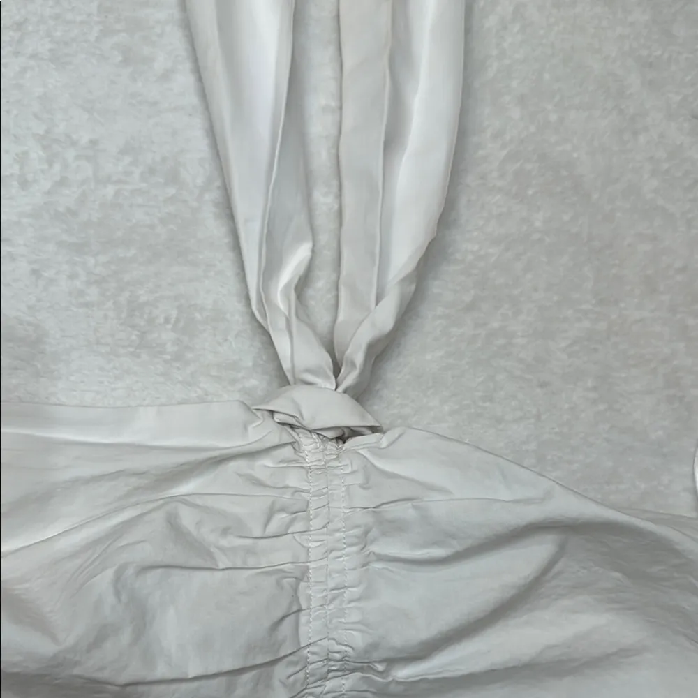 Pants Store White Ruched Tie Front Crop Top - Image 10