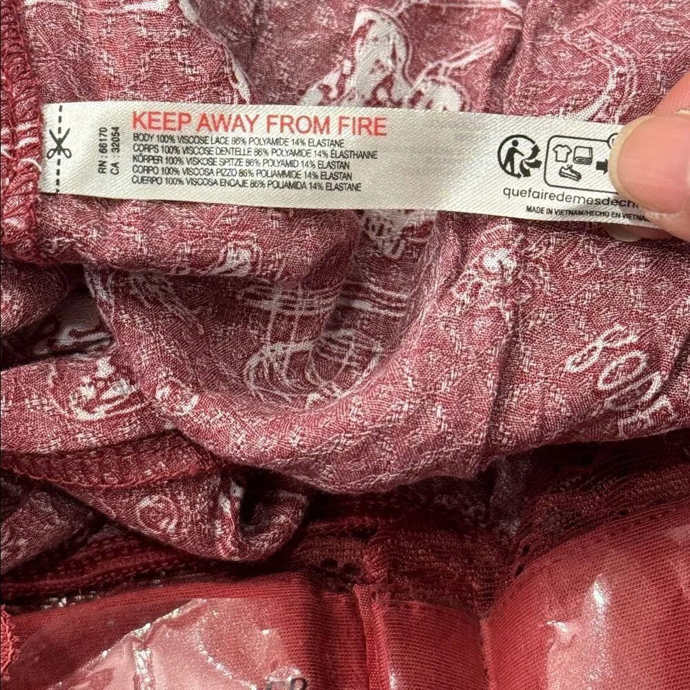 NWT Free People Intimately Everythings rosy bodysuit In Western Print size SP Red - Image 10