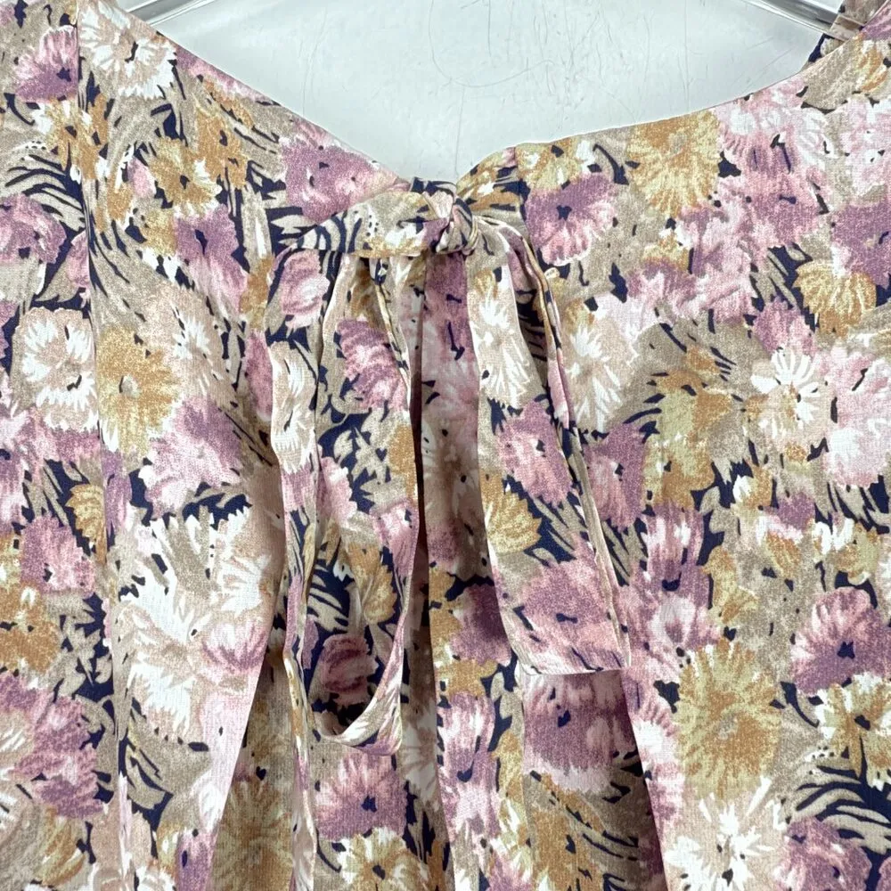 Jocelyn Floral Midi Dress Puff Sleeve Open Back Size XS EUC - Image 11