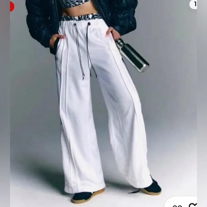 Free People Movement Fineline Wide Leg Sweatpants White/Black Flare Jogger White Size M - Image 4