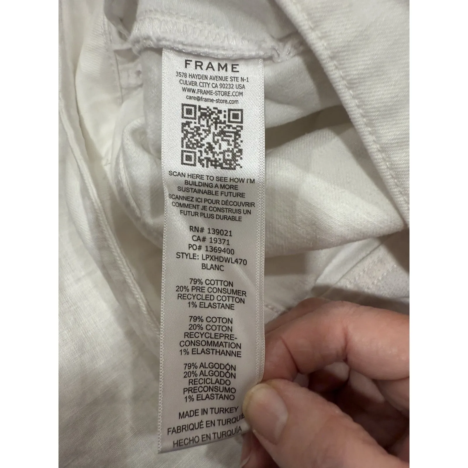 Frame Le Pixie Hardy Wide Leg Pant High Rise Solid White Size 27 - Image 9