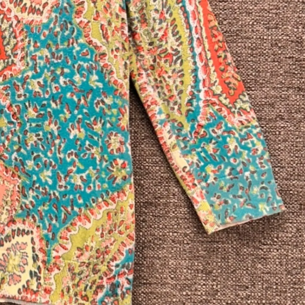 Talbots Paisley Cardigan‎ Blue Large - Image 4