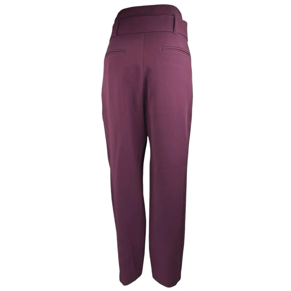 Framed Brazilian Designer $475 Purple High Rise Belted Trouser Dress Pants Sz 8 - Image 3