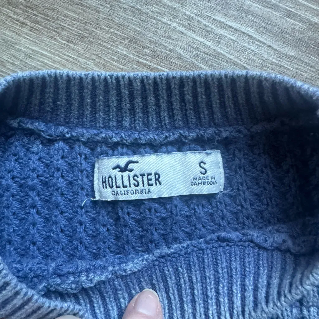 Hollister Easy Waffle Crew Sweater Rustic Blue S - Image 2
