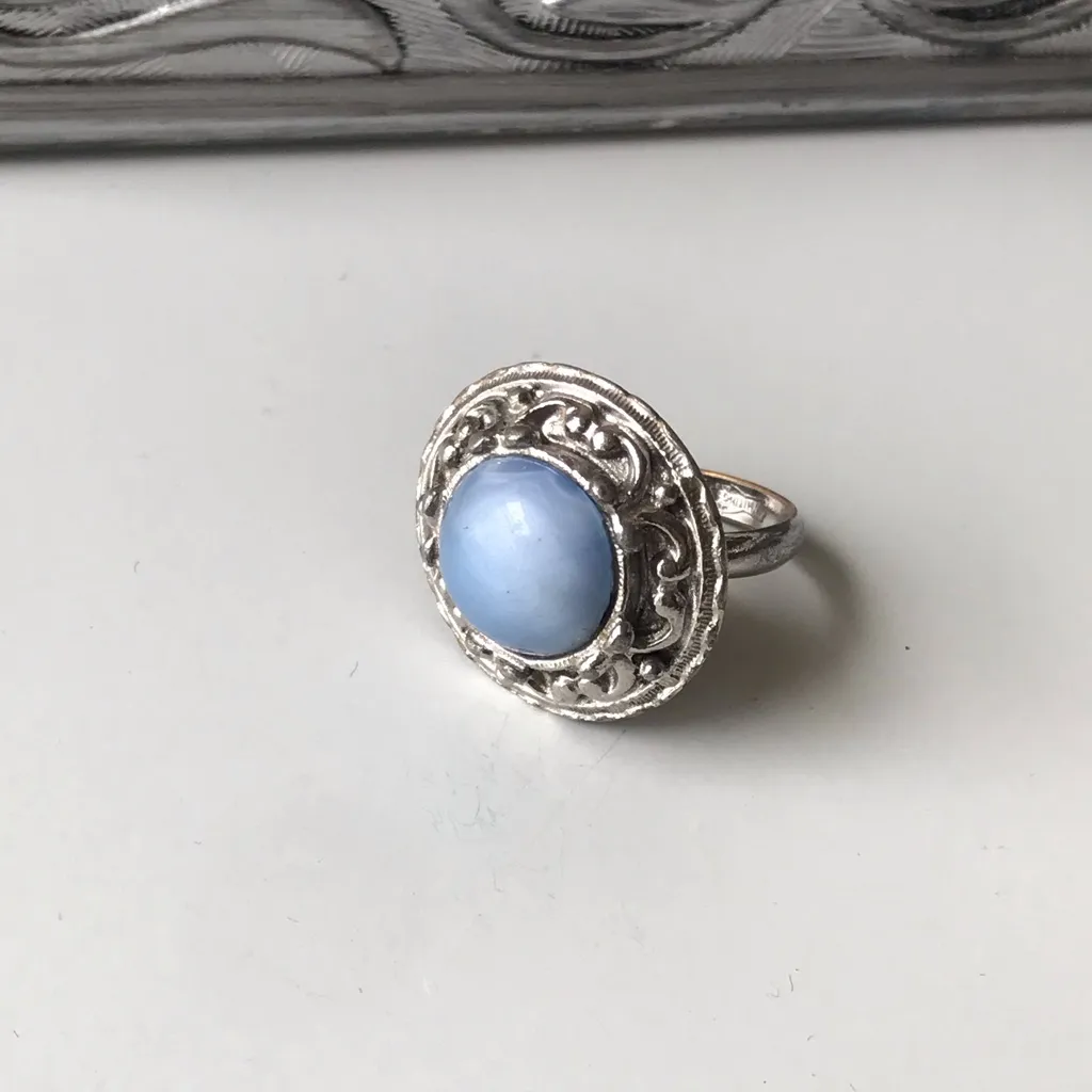 Whiting & Davis Vintage Blue Stone Ring - Image 3