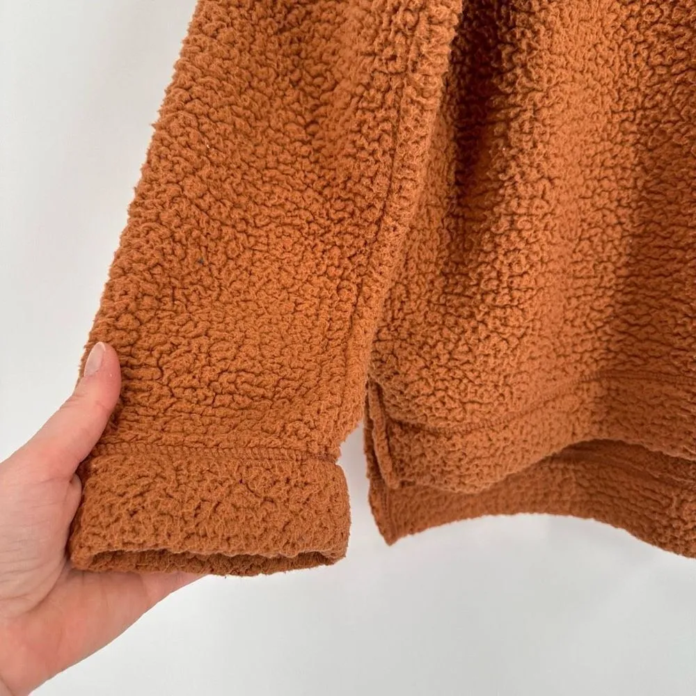 Aerie Women's Quarter Snap Teddy Fleece Pullover Sweatshirt Burnt Orange Size XS - Image 6