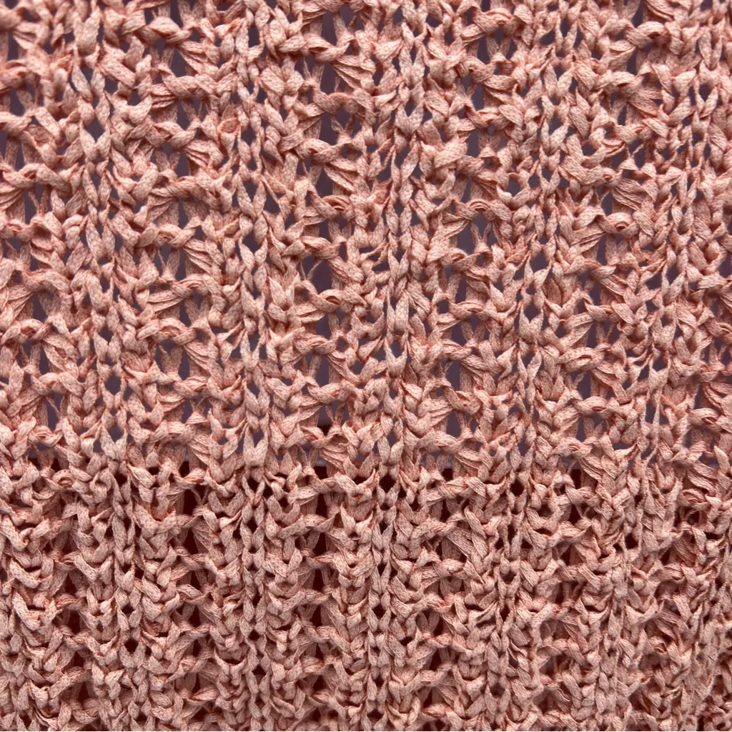 Dana Buchman Peach Open Pull Over Cotton Blend Ribbon Knit Top w/3/4 Sleeves-L - Image 8